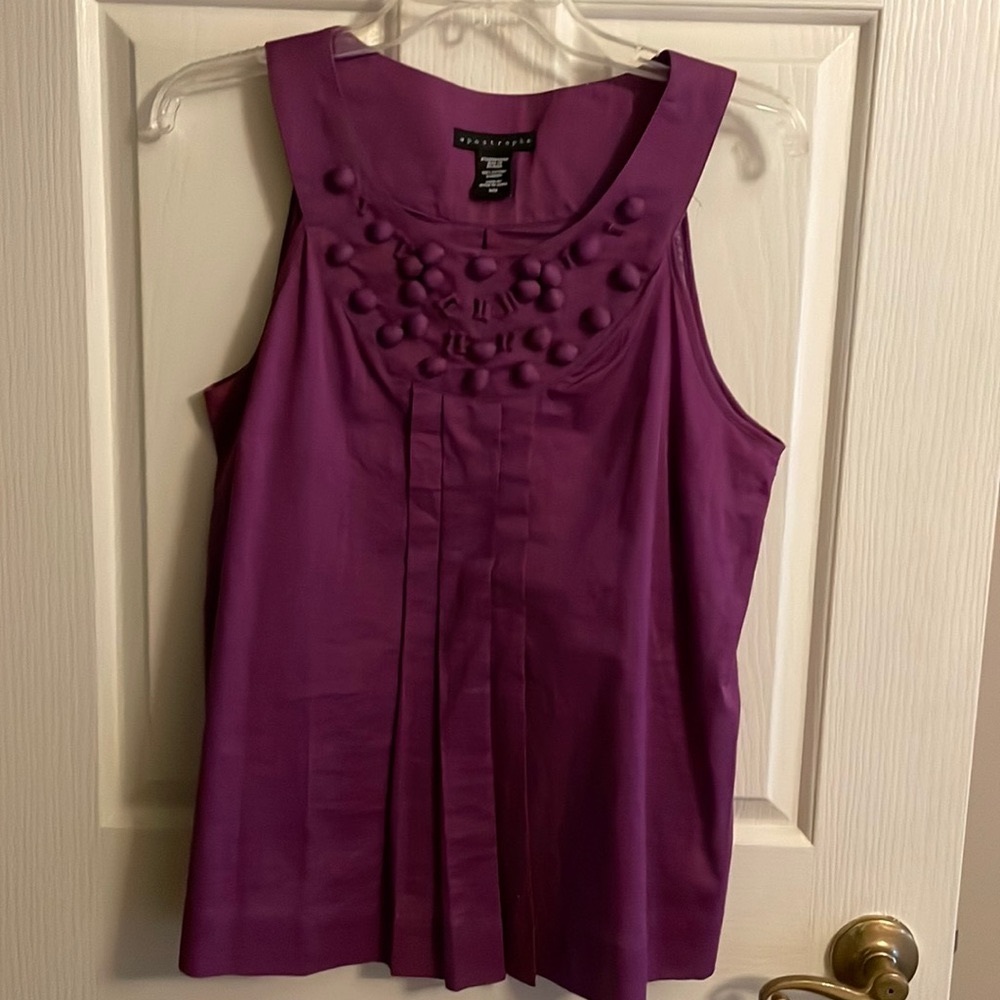 🌻 3 For $10;  APOSTROPHE M/M PLUM TOP NWOT